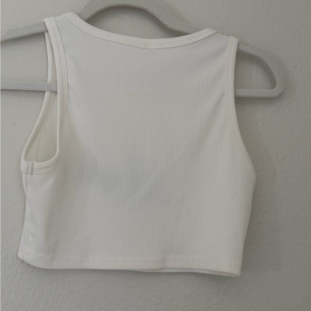 White Crop Top with Blue 'Angel' Embroidery - Picture 2 of 2